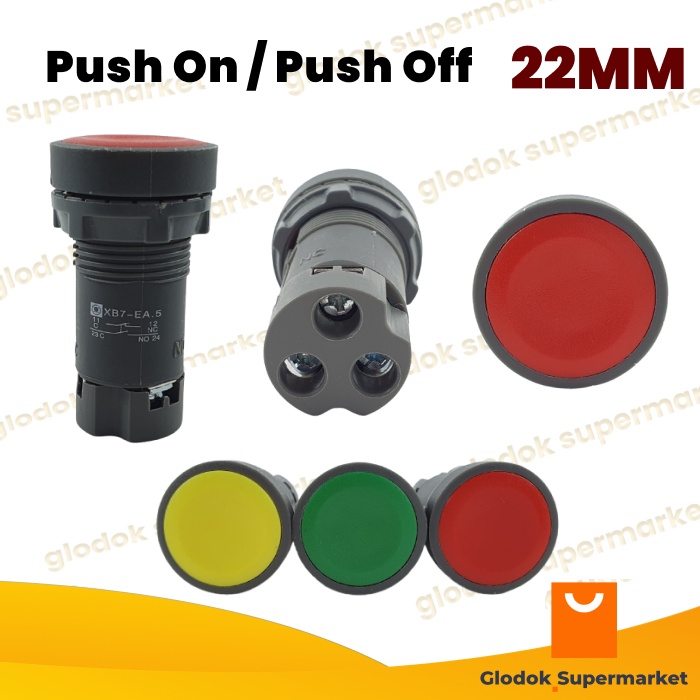 Tombol Push On Push Off 22mm Saklar XB7-EA Push Button Switch Reset Momentary