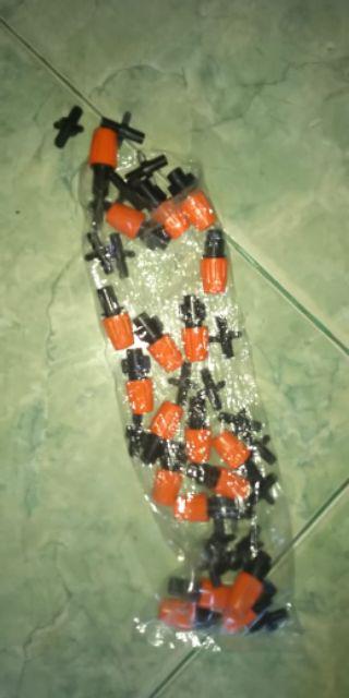 Sprayer Mist Nozzle Taman + Nepel Tee Untuk Selang Pe 7mm
