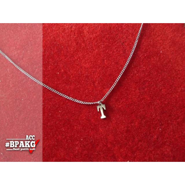 Kalung inisial alfabet mini simple N-Z #Kalung monel initial besi putih asli anti karat huruf silver