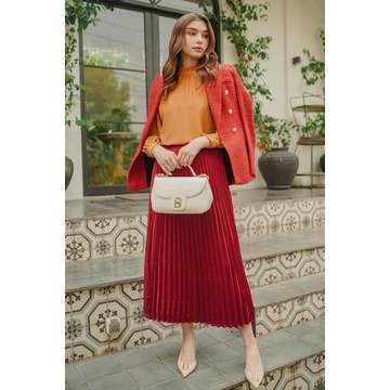 PLEATS SKIRT SATIN - BENANG JARUM