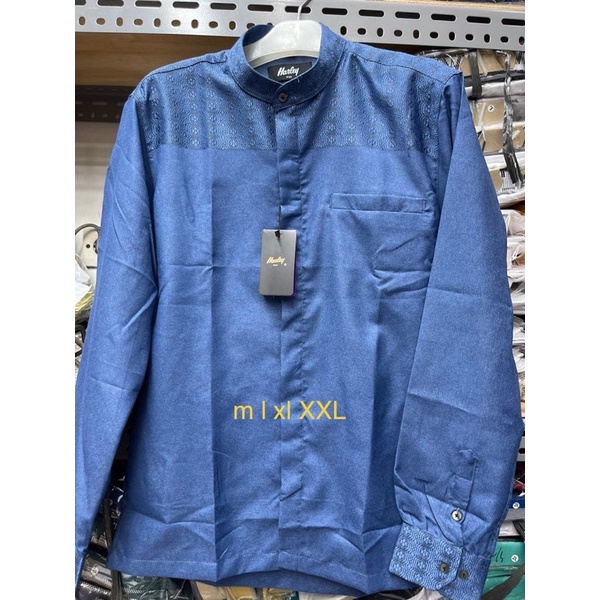 KEMEJA KOKO KABAIN MEDINA LENGAN PANJANG NAVY / BIRU DONGKER HARLEY