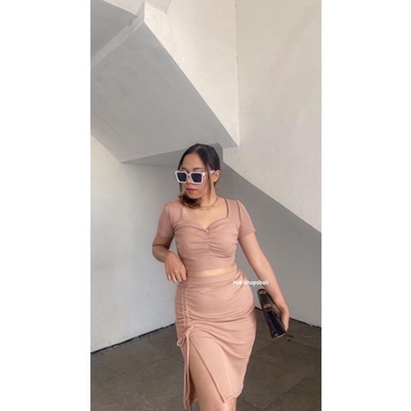 Sabrina Tie Dye Pink Sifon Longsleeve Vintage Crop Top Girl Colorfull Pastel Atasan Wanita Korea Sab