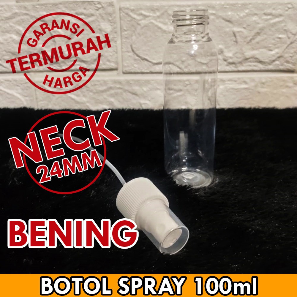 Botol Spray Transparant Plastik Bahan PET Tebal 60ML &amp; 100ML - 100 PCS