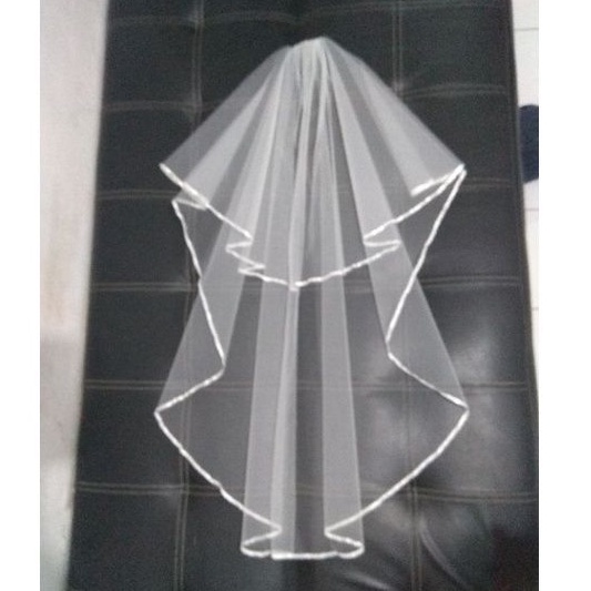 white wedding veil kerudung pengantin polos bride veil