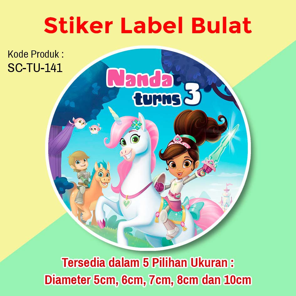 

STIKER LABEL ULANG TAHUN ANAK TUMPENG MINI BOX BENTO SOUVENIR NELLA THE PRINCESS KNIGHT