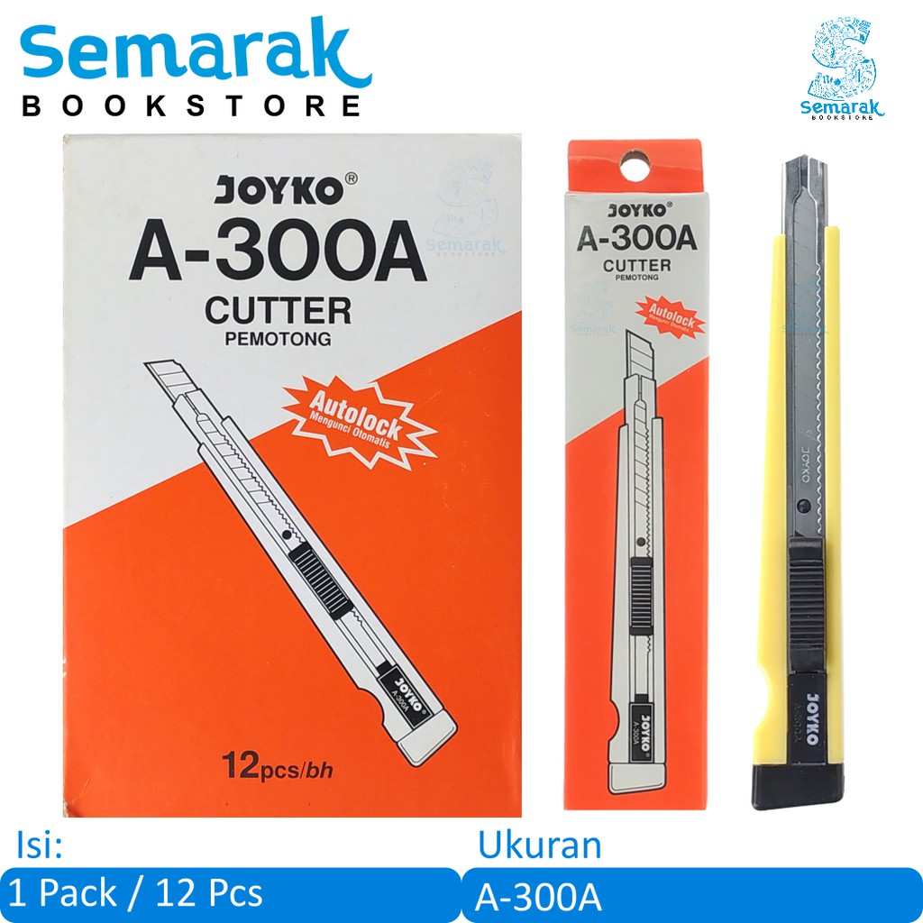 

Cutter Dengan Pengunci Otomatis Joyko A-300A [1 Pack / 12 Pcs]