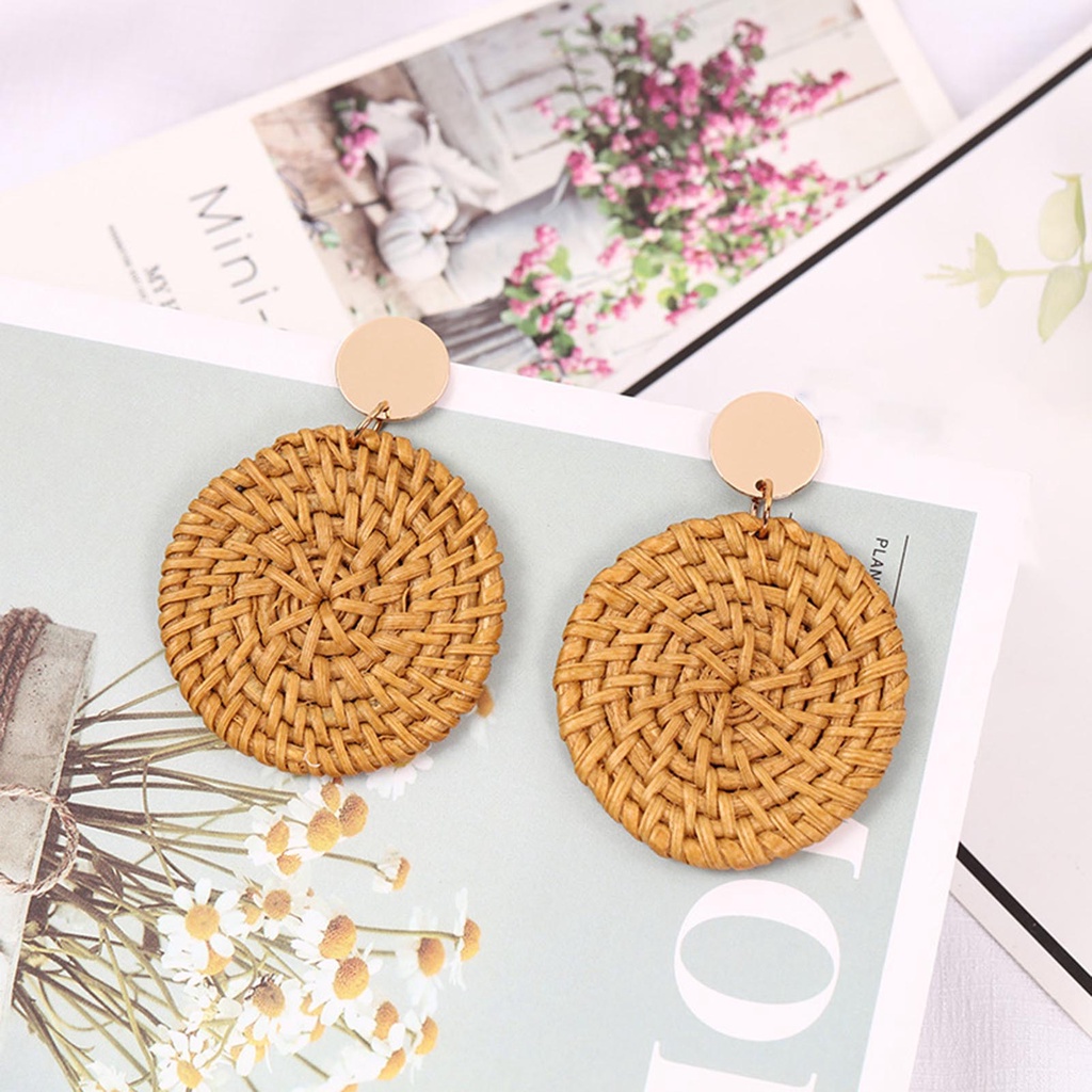 Hu Hu Hu Hu Hu Alat Bantu Pasang Kacamata♡ 1 Pasang Anting Tusuk Gantung Desain Geometri Gaya Vintageelegan Ringan Handmade Untuk Wanita