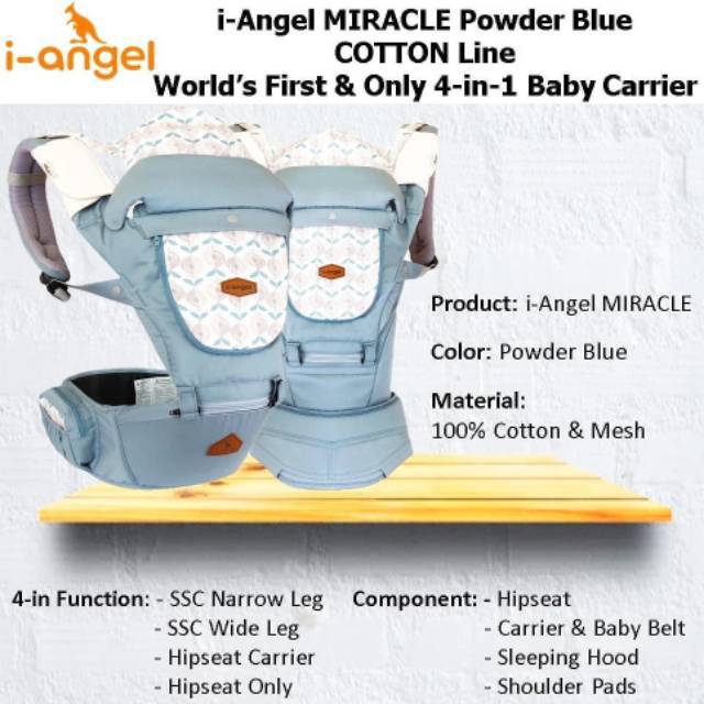 I-ANGEL MIRACLE POWDER BLUE BABY CARRIER GENDONGAN BAYI