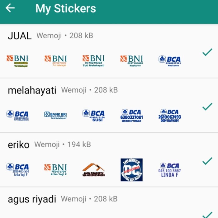Jasa Buat Stiker WA Rekening Bank