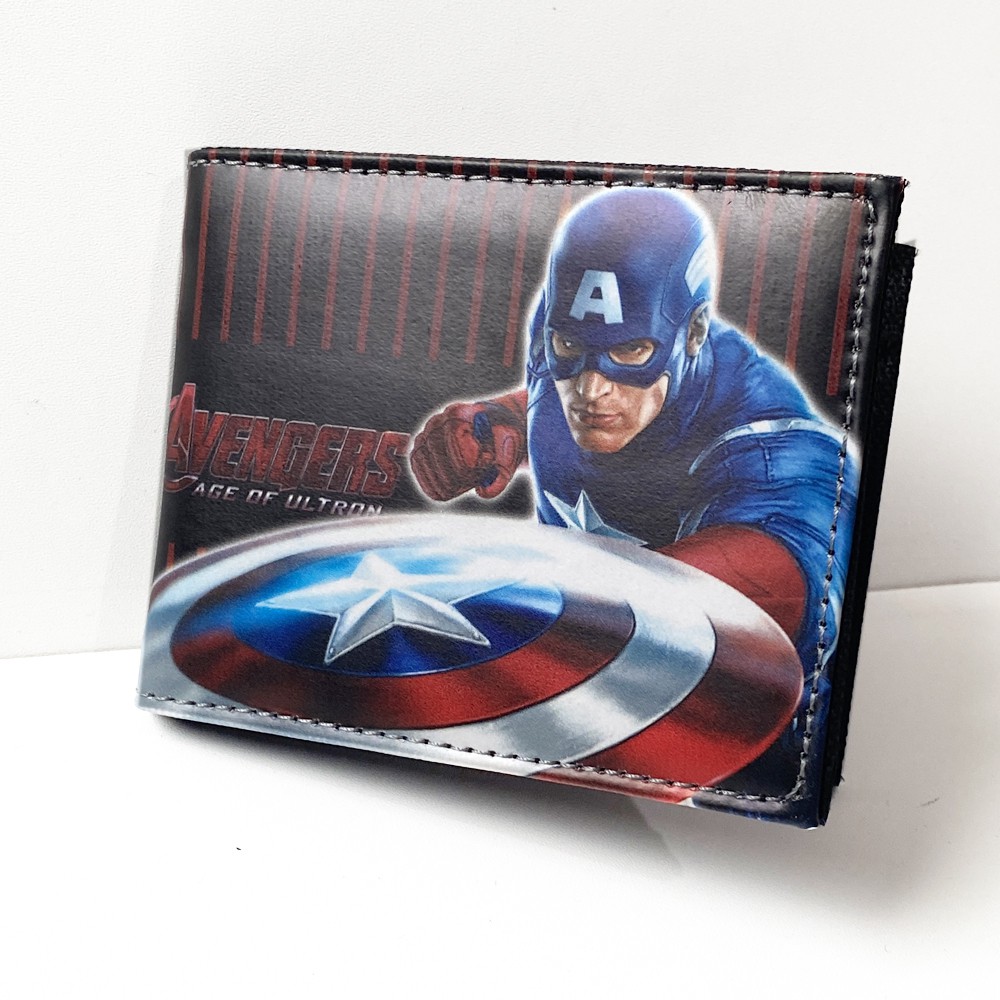 Free Shipping!! Dompet Anak Karakter Captain America Dompet Anak Laki Laki Terbaru +Box Kulit PU