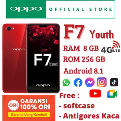 OPPO F7 Youth RAM 8 GB Internal 256 GB Garansi 1 TAHUN
