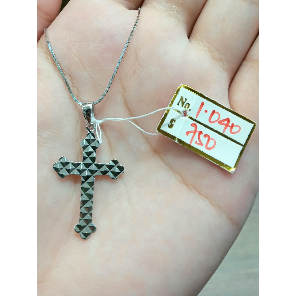 Liontin Pendant Emas Putih Cross Salib 75% 1.04 Gram (Tanpa Kalung)