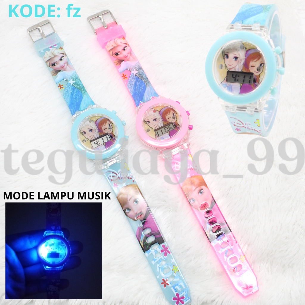 TERBARU!!! JAM TANGAN FASHION ANAK PEREMPUAN LAMPU DAN MUSIK STARP RUBBER KARAKTER KARTUN TE913