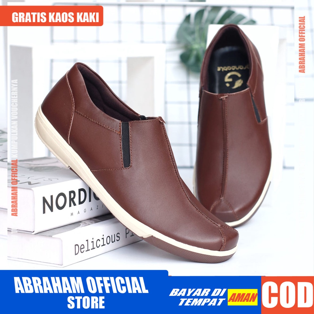 ABRHM x SANPLAT Sepatu Pria Casual Formal Kulit Asli Sepatu Kerja Pantofel Kondangan Cowok / Cowo Anti Slip