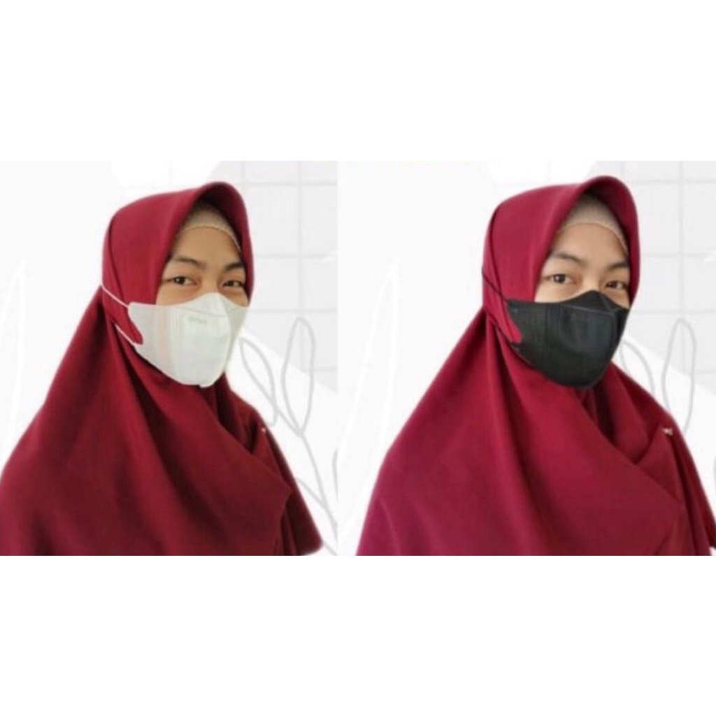 MASKER HIJAB MODEL DUCKBILL ORLEE ASLI 10 pcs // DUCKBILL HITAM PUTIH TERBAIK!!!