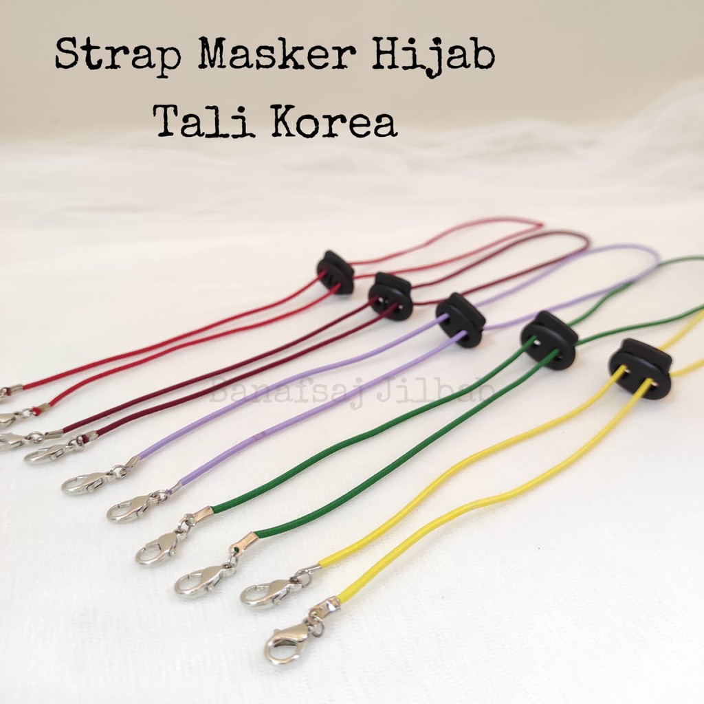 Strap Masker Hijab Tali Korea/Strap Masker Tali Korea dengan Stopper/Strap masker sekaligus konektor