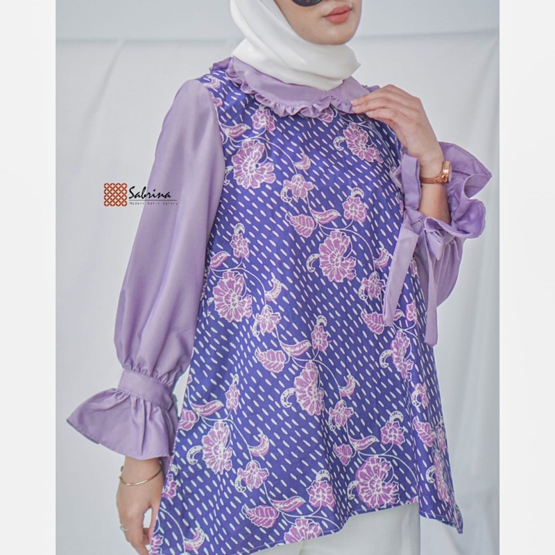 Hanna Rintik Series Blouse Atasan Batik Kantor Kerja Wanita Modern Kekinian Cap Katun