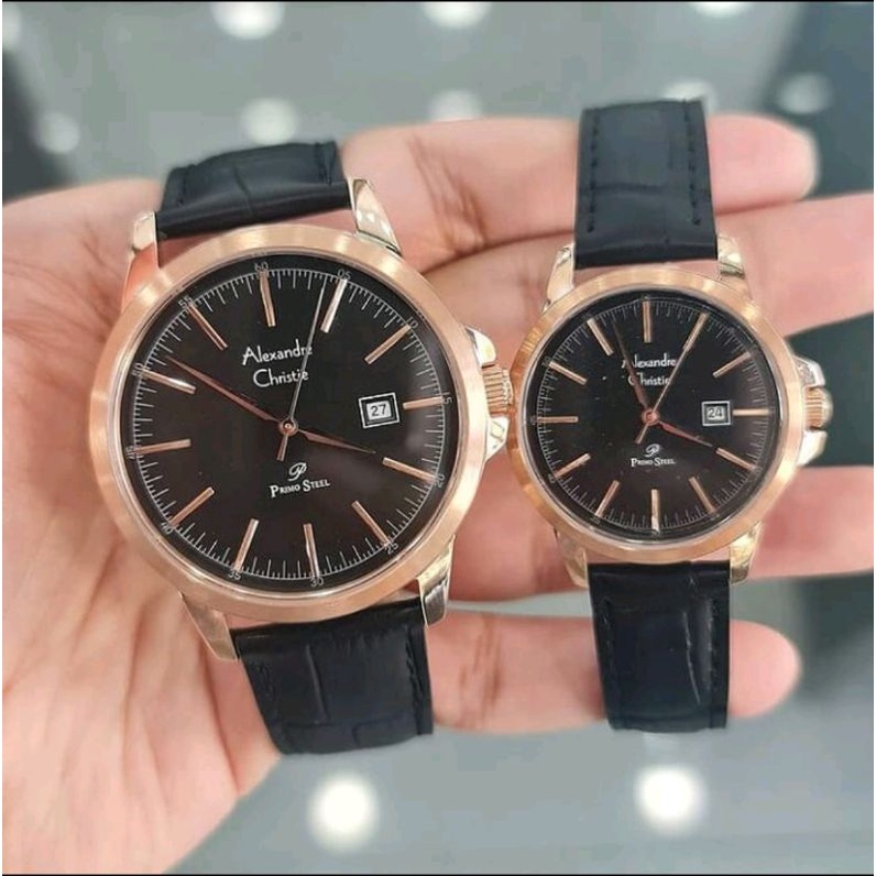 Alexandre christie couple ac 1008 primo hitam rosegold original garansi resmi 1thn jam