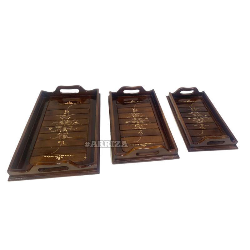 NAMPAN / BAKI /  WOODEN TRAY / NAMPAN KAYU MODEL GAMBANGAN KOTAK DARI KAYU JATI ASLI