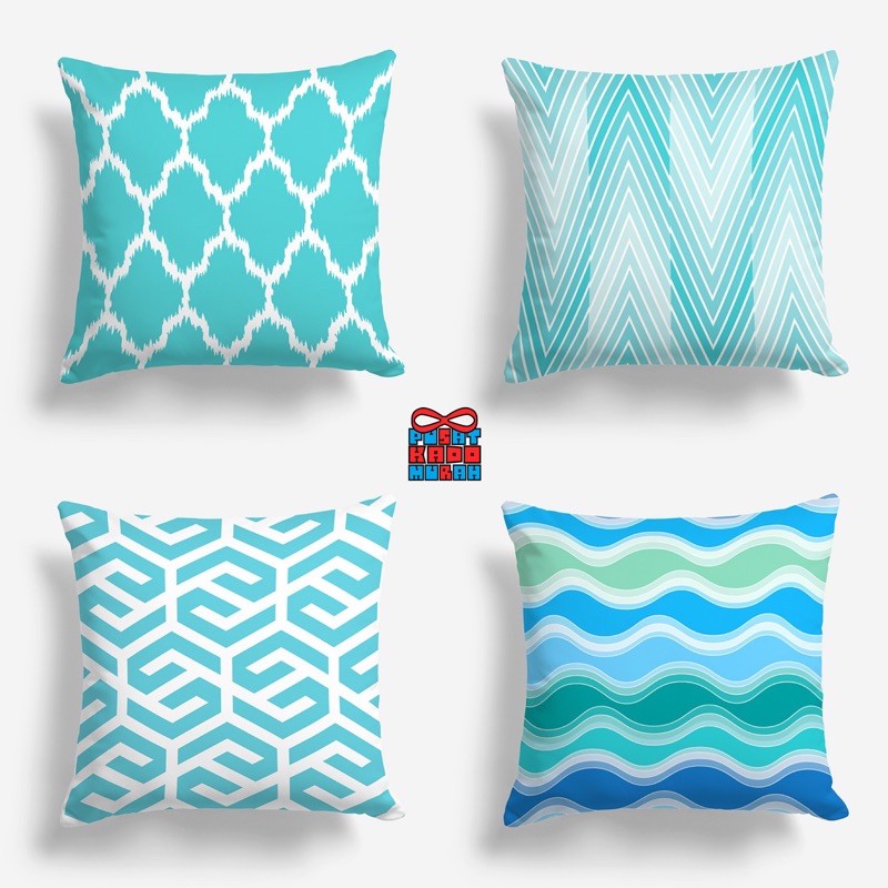 Bantal Sofa Print Motif Abstrak Biru Ombak Turquoise Sea Ocean 40x40 cm - Pusat Kado Murah