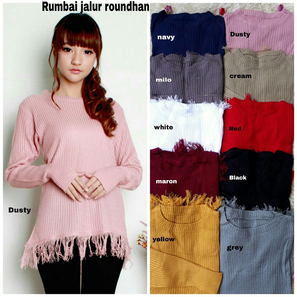 RAJUT RUMBAI JALUR RH/ BLOUSE WANITA/ BLOUSE RAJUT