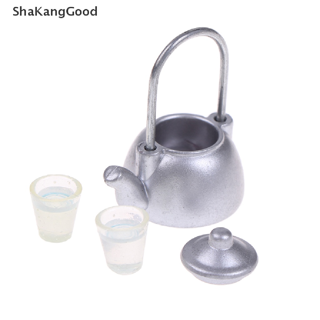 Skid 3Pcs / Set Mainan Miniatur Teko / Cangkir Vintage Untuk Aksesoris Dapur Rumah Boneka