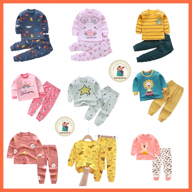 Babyglory.id✨ Setelan Baju Piyama Lengan Panjang Setelan Import Katun Premium / Piyama Anak