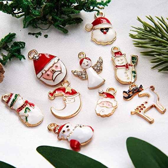 [Christmas Products] 1Set Mixed Christmas DIY Jewelry Bracelet Earrings Necklace Enamel Pendants Ornament