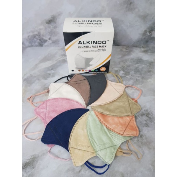 masker duckbill ALKINDO 4PLY MIX WARNA 10 WARNA isi 50PCS embos