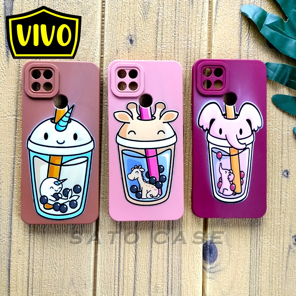 Pelindung Handphone Motif Boba Vivo Y20 Y20I Y 20S Y 12S Y12 Y11 Y15 Y17 Y91C Y1S Y53 Y21S Y21 Y21T 