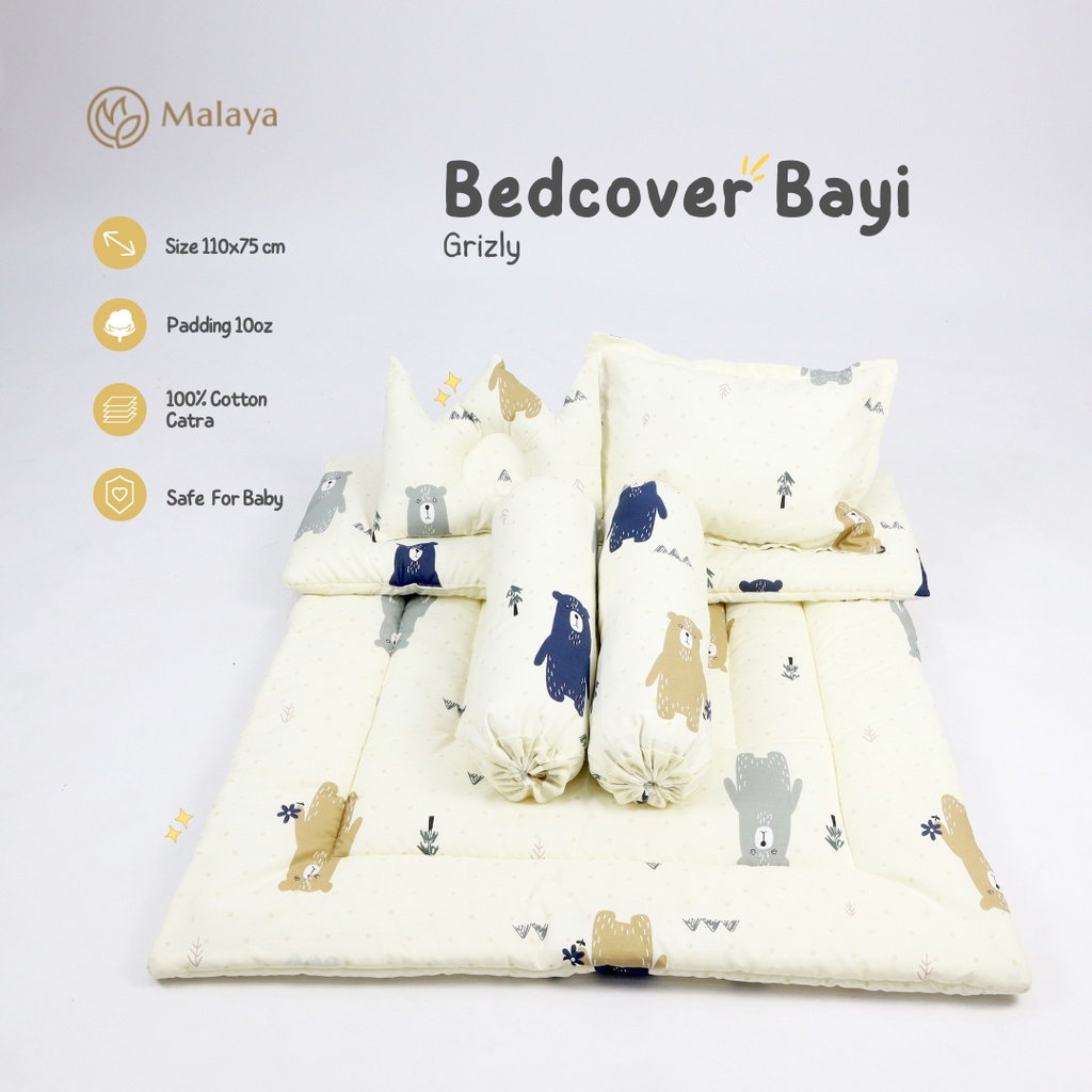 MALAYA - Bedcover Bayi set Bantal dan Guling | Katun Catra