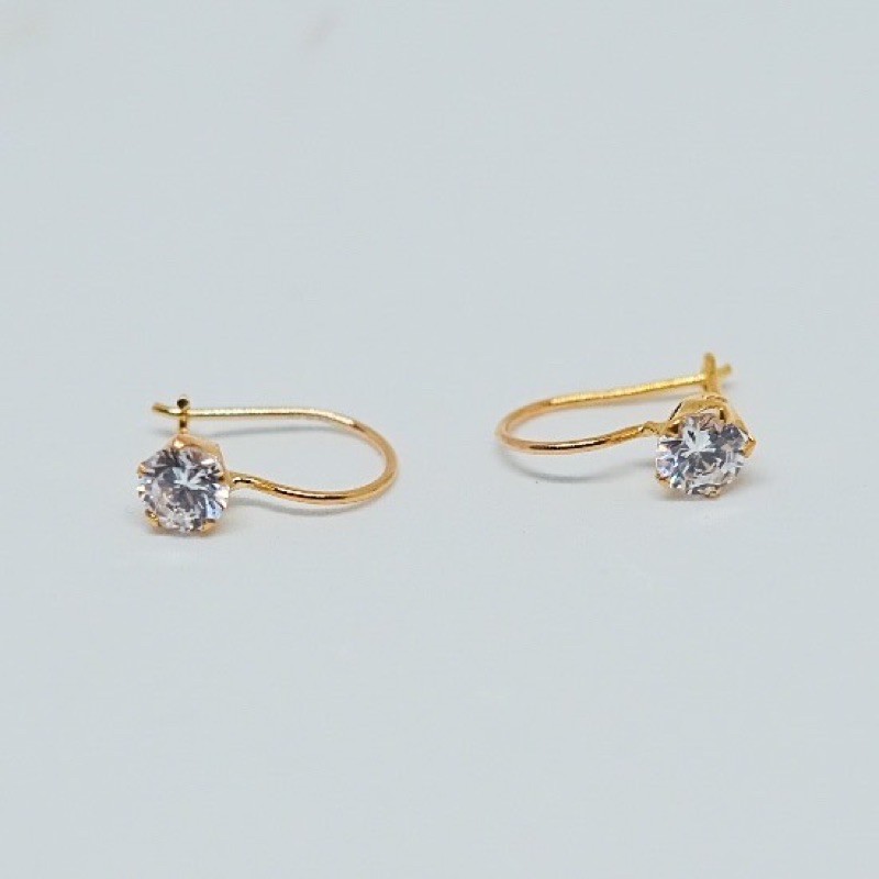 anting emas model desi mata putih kadar 6k