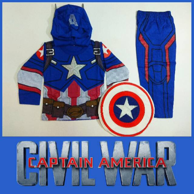 Baju Kostum Anak Superhero Captain America III Civil War Halloween