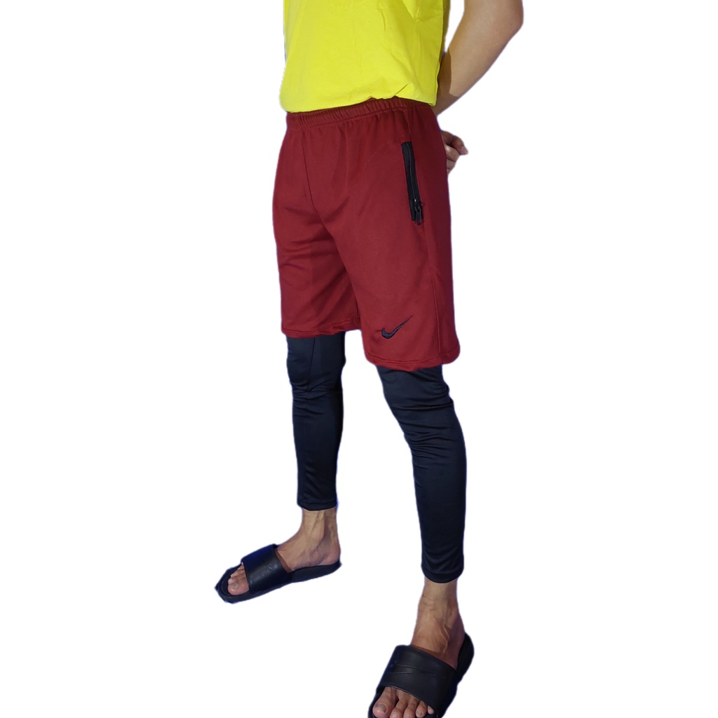 Celana pendek pria dewasa kolor boxer tersedia size jumbo dan standar dan juga kecil-Marun L fit XL