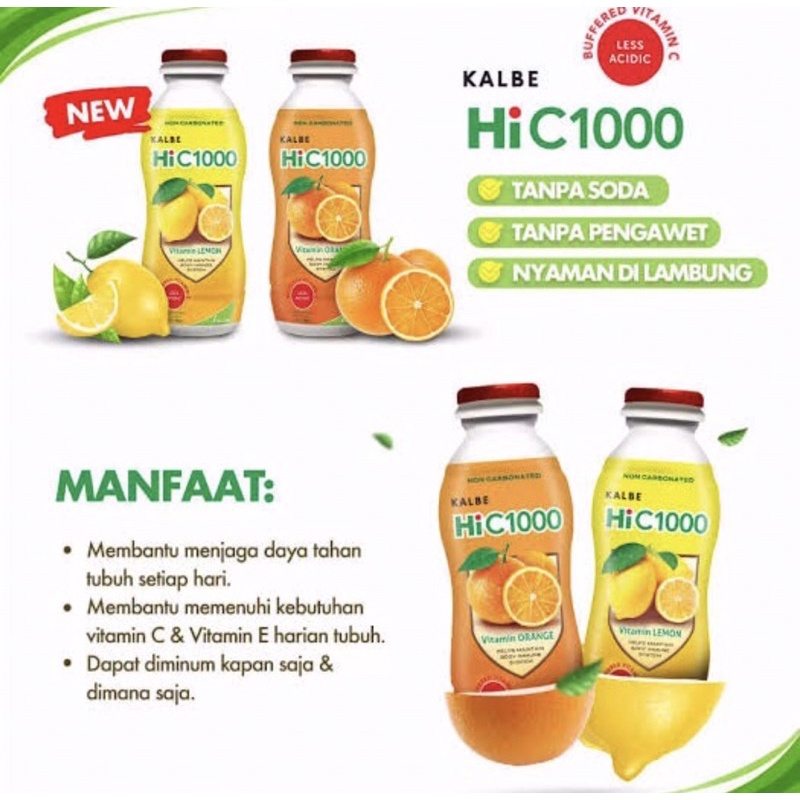 HiC1000 botol 140 ml orange &amp; lemon ( vitamin C 1000 siap minum jaga daya tahan tubuh )