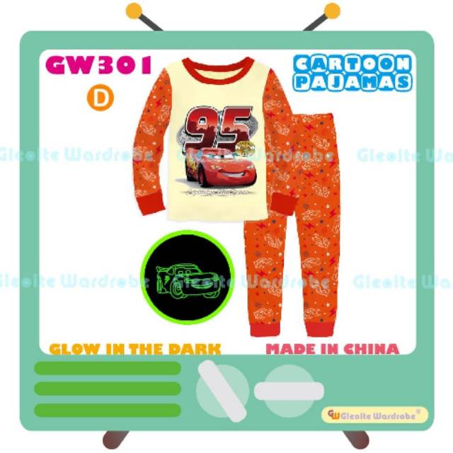 PIYAMA GLOW IN THE DARK GW 301 CARS
