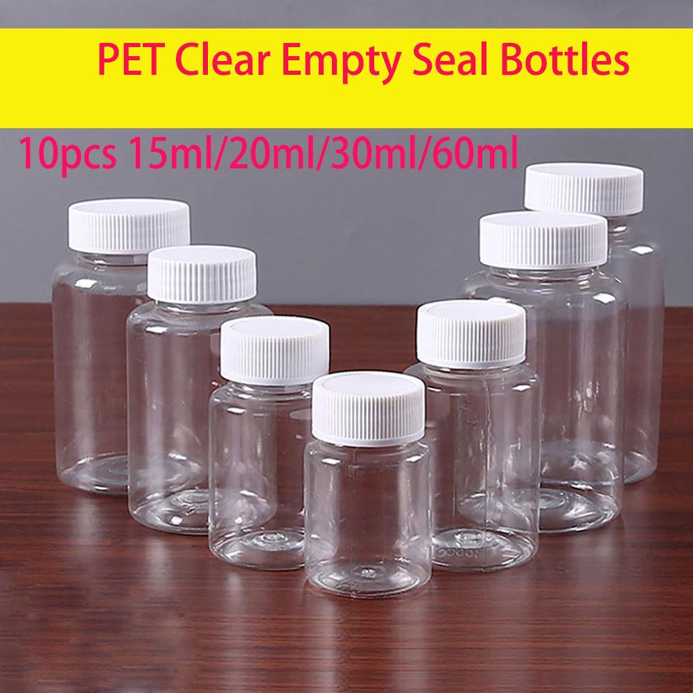 [Elegan] Botol Wadah Portable PET Pill Container Wadah Bubuk Wadah Kimia Plastik Botol Segel