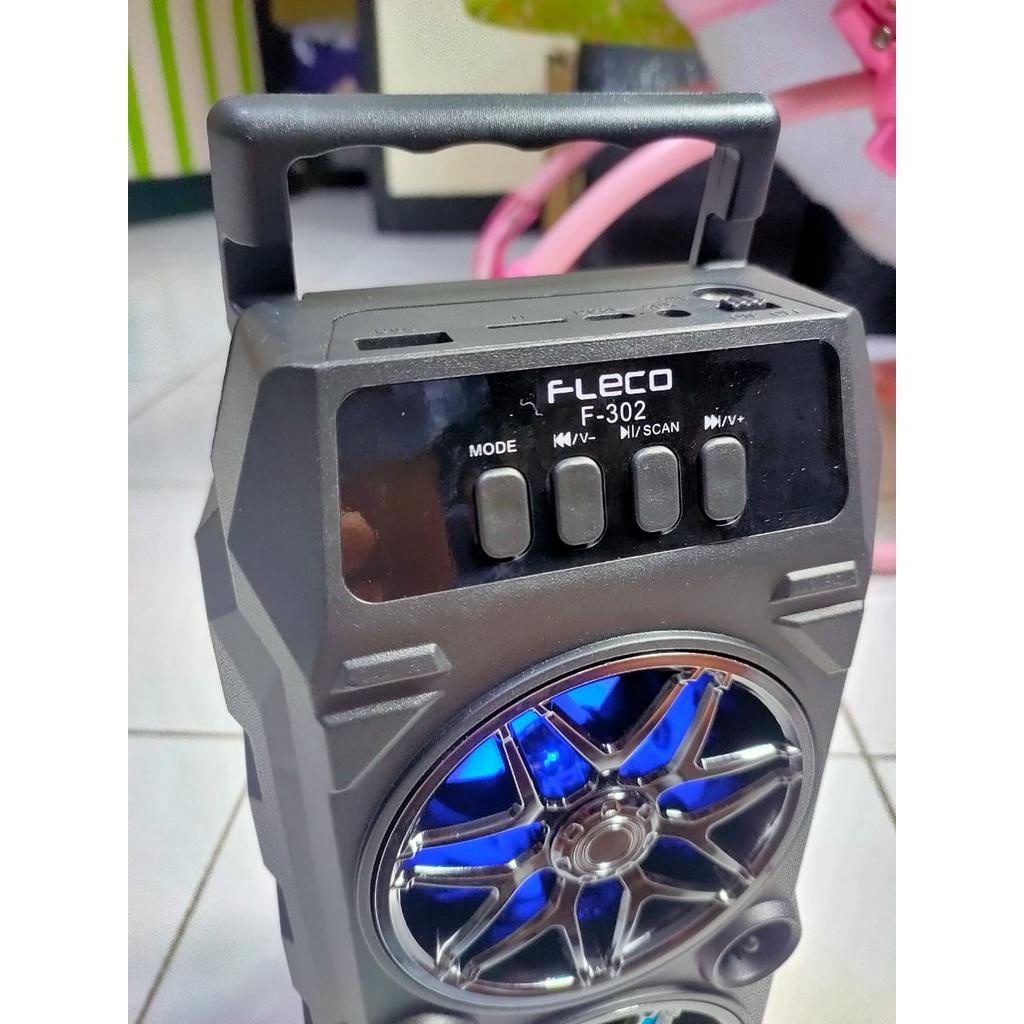 Termurah Terbaru !! Promo Speaker Fleco F 302 Bluetooth Speaker Karaoke Free Mikrofon