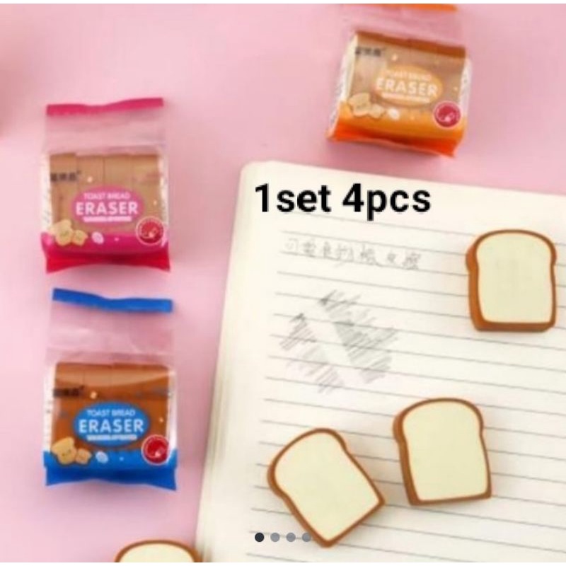 

Penghapus Lucu Bentuk Roti Penghapus Roti Setip Pensil Unik 1set 4pcs
