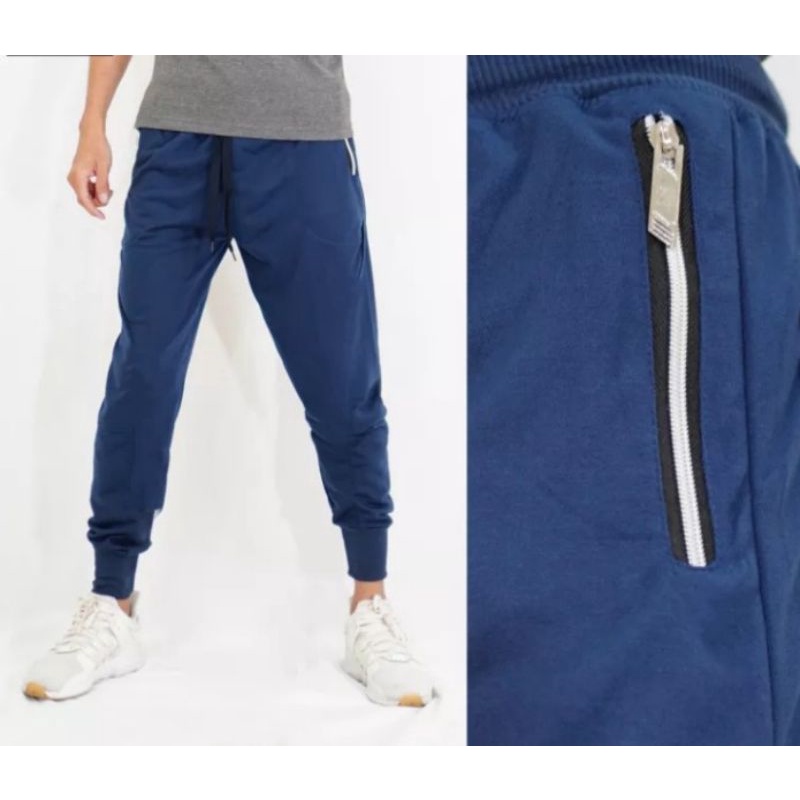 Celana Joger Polos Double Zipper Jogger panjang