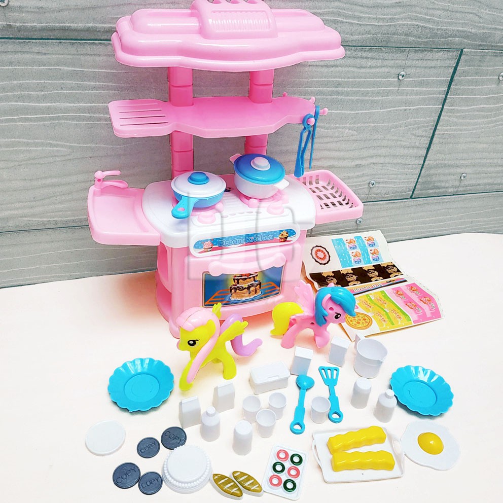 Happy Kitchen Set Little Pony 108 Pink Mainan Masak-masakan Peralatan Dapur Mini