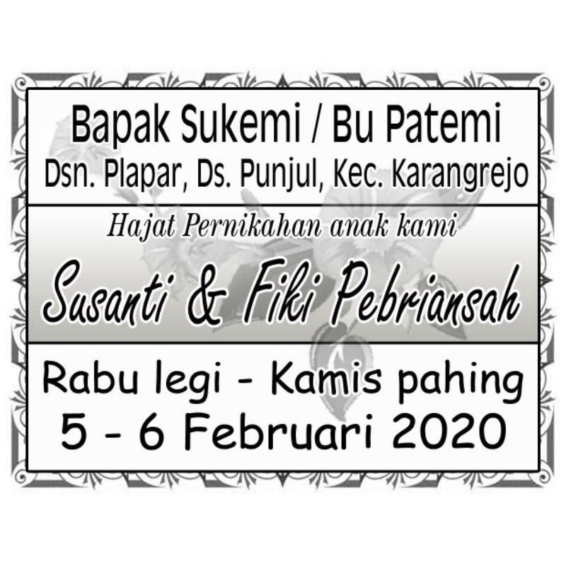 Jual Undangan tonjokan / tonjok an foto tempel kerdus pernikahan