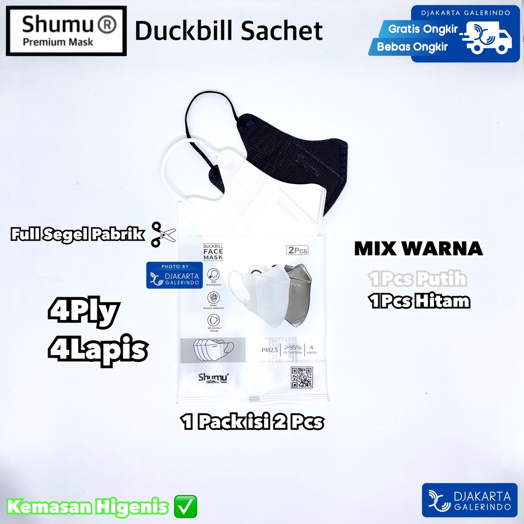 Masker Sachet Duckbill Shumu Sachet Individual Pack isi 2Pcs