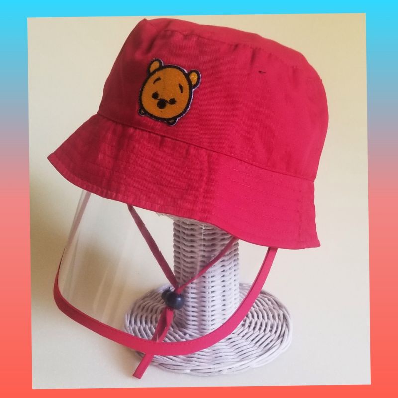 Topi Face shield anti korona / Topi buket anak bayi-Red