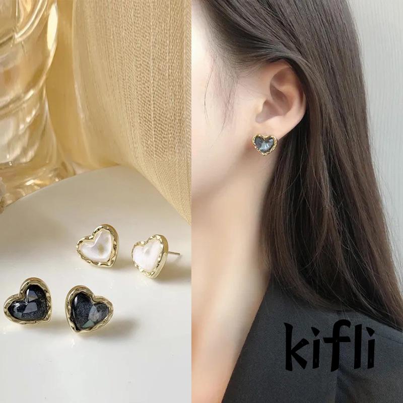 Anting Stud,Bentuk Hati,Warna Emas,Untuk Wanita