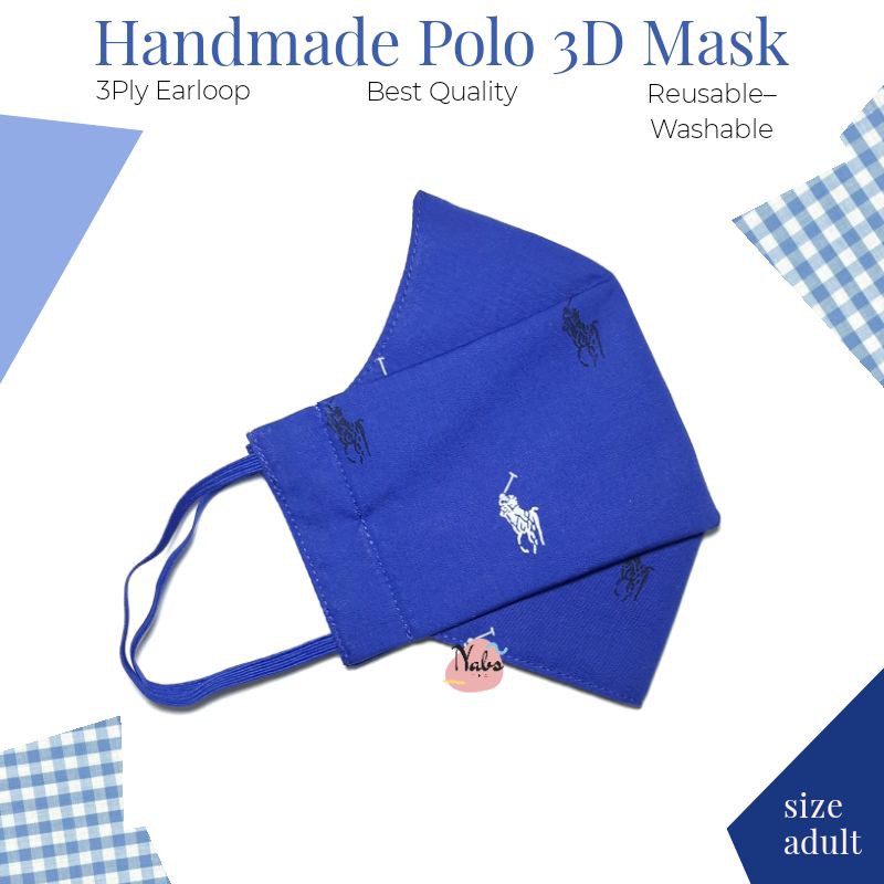 Handmade Polo 3D Mask/Masker Kain Katun 3D