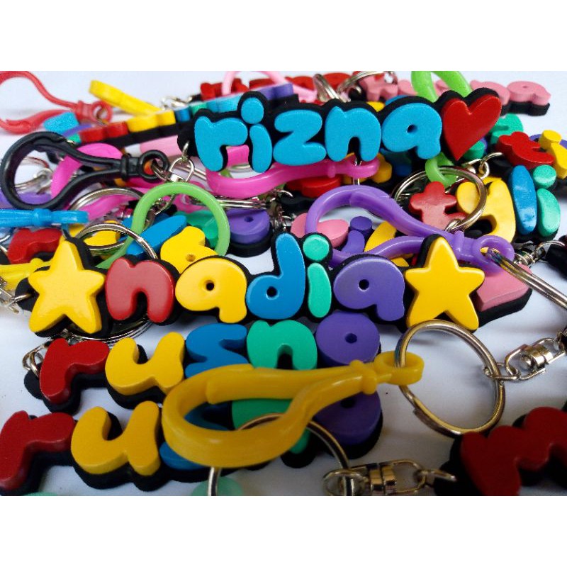 Gantungan Kunci Nama Custom Keychain Karet PO
