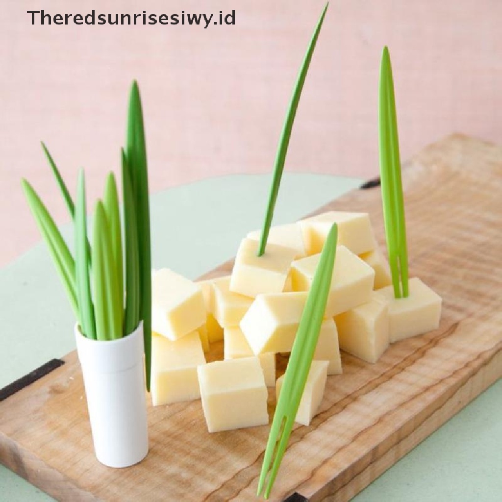 # Alat Rumah Tangga # 10 Pcs Garpu Buah Salad Dessert Bentuk Daun Kaktus Nanas Bahan Bambu