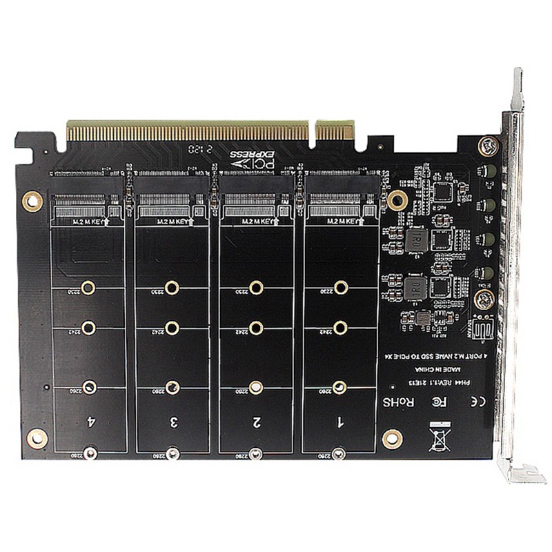 4 Port NVMe to PCIE Adapter Card M.2 NVME to PCIe X16 Adapter 4X32Gbps M Key Hard Drive Converter Reader Expansion Card