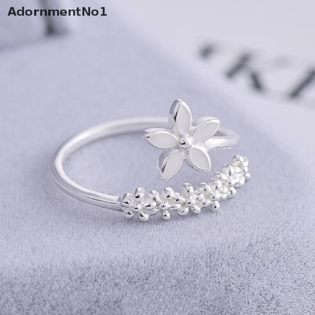 (AdornmentNo1) Cincin Terbuka Gaya Korea Motif Bunga Aksen Hollow Untuk Perhiasan Wanita / Hadiah